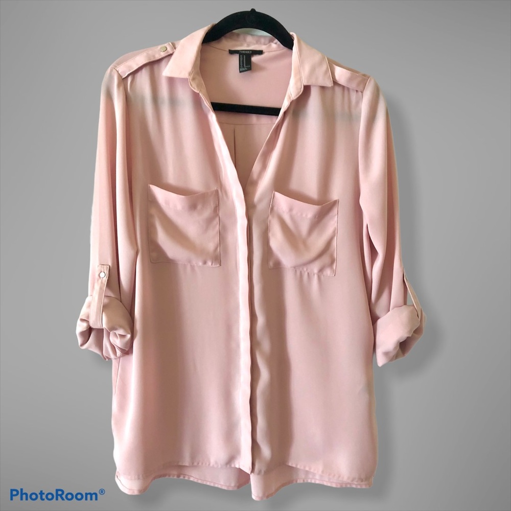 Pink sheer Button up